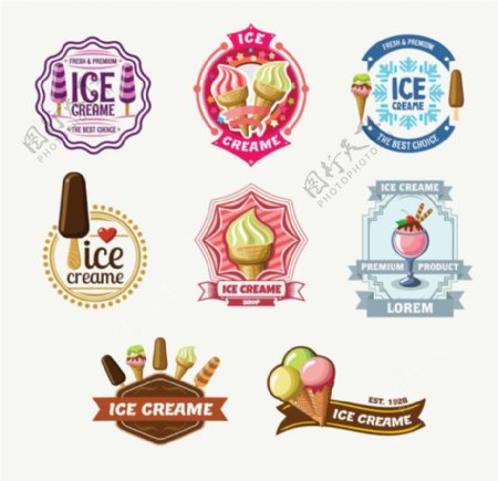 彩色冰淇凌标签图片