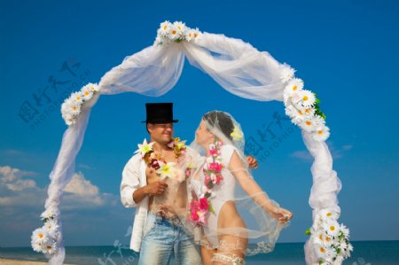 沙滩婚礼与布置图图片