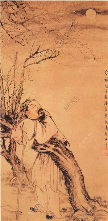 明月种树图人物画中国古画0476