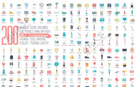200种生活用品矢量图标素材