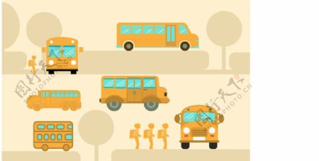 学校巴士插画