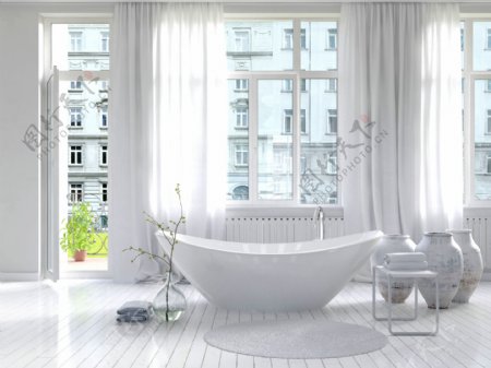 白色时尚浴室效果图