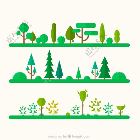 自然树木风景矢量图