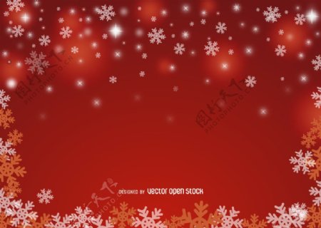 红色的圣诞雪花背景