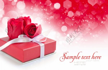 玫瑰和礼物盒子图片