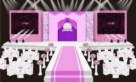 粉紫色婚礼灯光效果图
