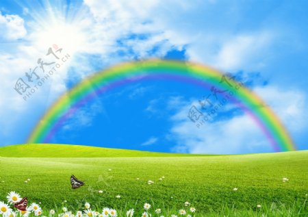草原上的彩虹高清图片