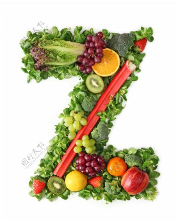 蔬菜水果组成的字母Z