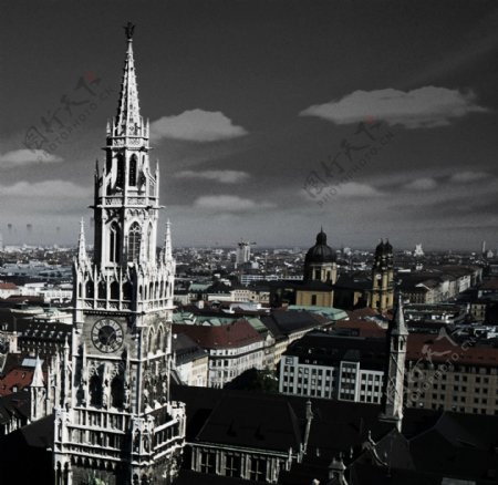 黑白色欧美城市风景图片