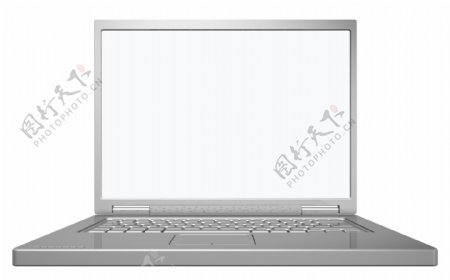 闪亮的灰色的笔记本电脑孤立在白色