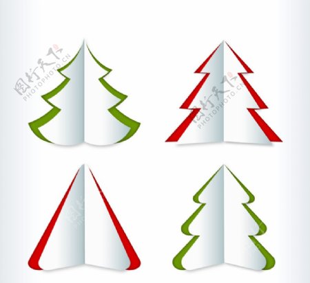 创意折纸圣诞树矢量素材