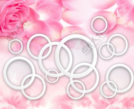 圆环粉色背景墙