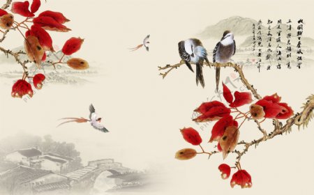 花卉鸟类装饰画