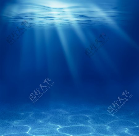 阳光照射的蓝色海底高清图片素材