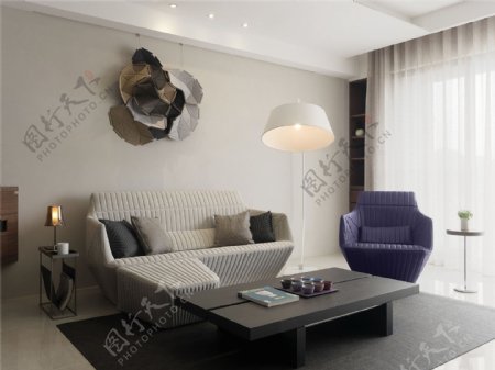 现代简约客厅沙发背景墙设计图