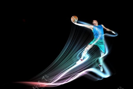 梦幻炫光与篮球运动员图片