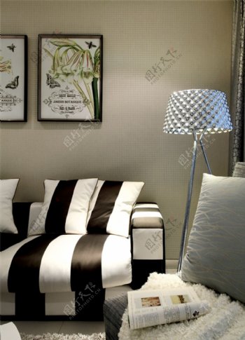 黑白条纹客厅沙发设计图