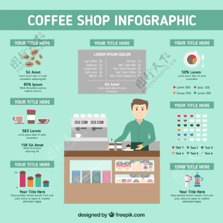 咖啡店infography模板
