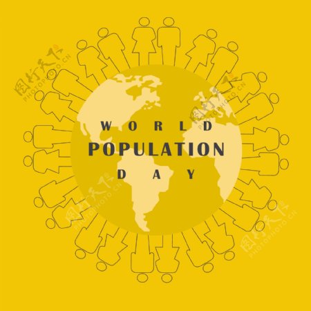 黄色世界人口日背景