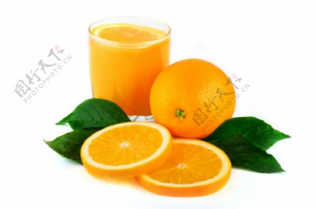 橙汁与橙子摄影图片