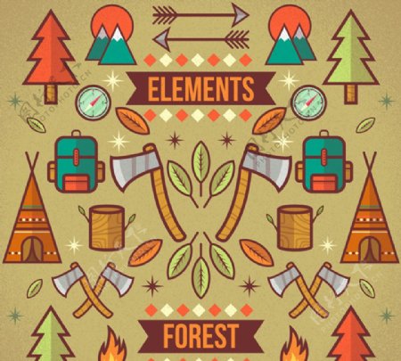 森林元素插画