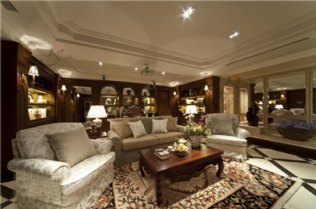 美式时尚客厅茶几沙发设计图