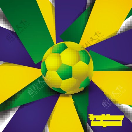 黄色绿色蓝色背景下的巴西足球