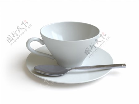 咖啡杯子与汤匙图片