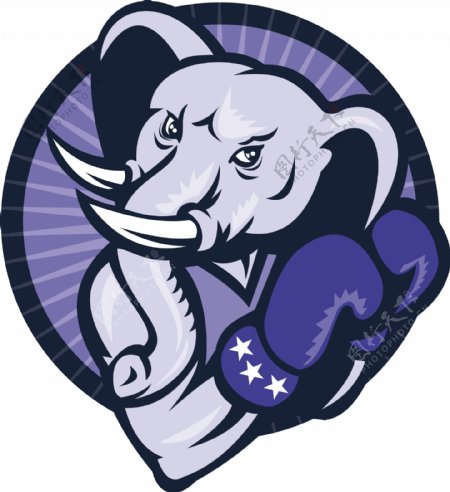 民主党的吉祥物大象用拳击手套