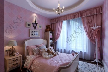 美式粉色卧室设计图
