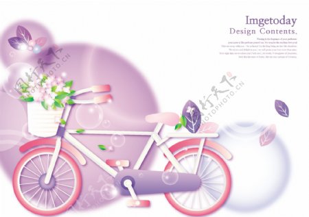 矢量彩色自行车元素背景设计