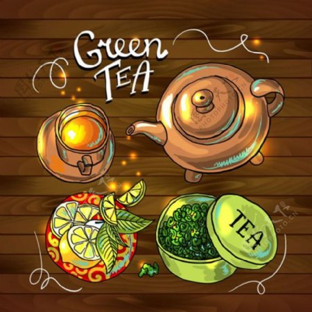 美味绿茶插画