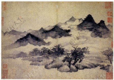 中国古画山水图