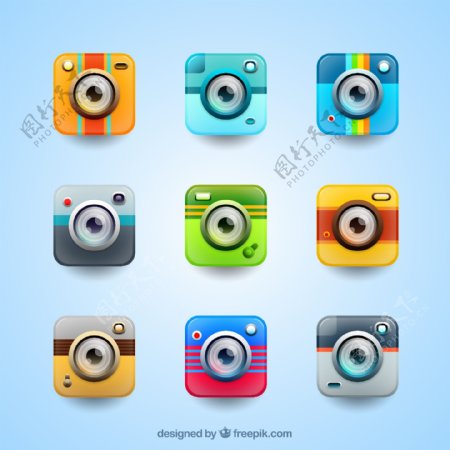 9款彩色摄影app图标矢量素材