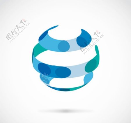 蓝色环形球体标志矢量素材