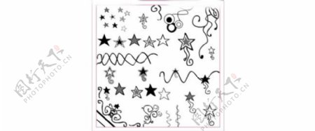 五角星装饰和手绘花纹笔刷