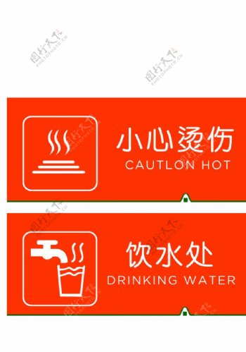 小心烫伤饮水处指示牌