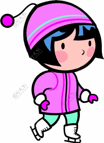 滑雪的小女孩插图
