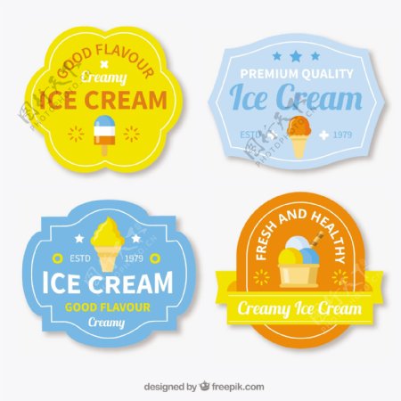 彩色几何形状冰淇淋标签贴纸图标
