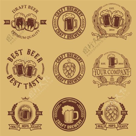褐色啤酒标签图片