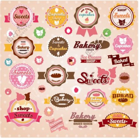 甜蜜的冰淇淋标签可爱设计矢量图02