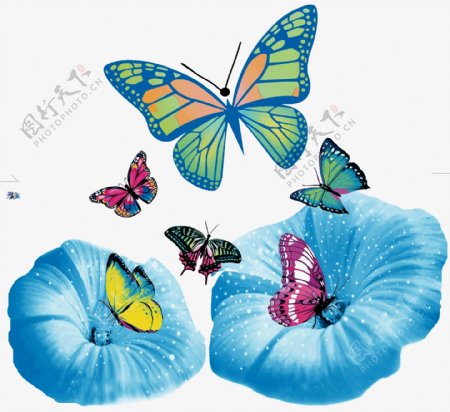 蓝色花朵蝴蝶