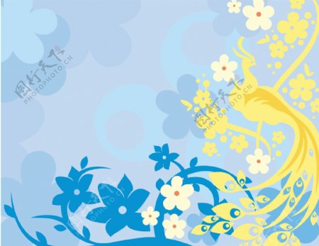 花卉树叶装饰背景图案