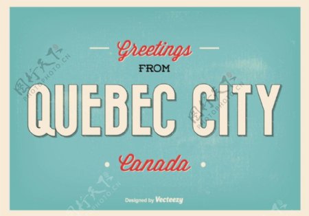 复古魁北克市的问候插图