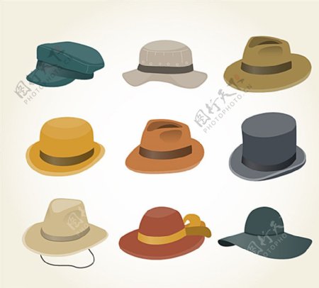 时尚帽子设计矢量图图片