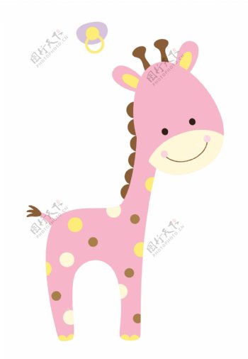 粉色卡通长颈鹿EPS