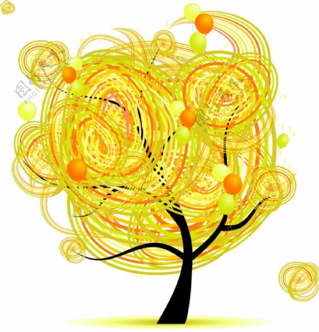 黄色树木图案矢量素材下载