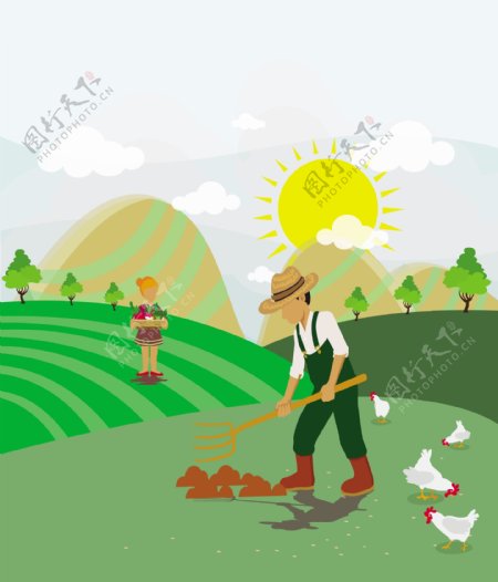 农业工作主题插画