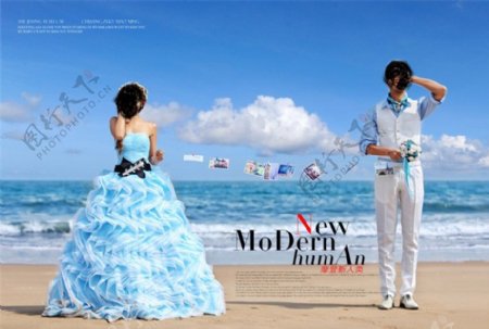 海滩婚纱摄影模板PSD分层素材