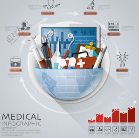 医疗工具信息图矢量素材下载